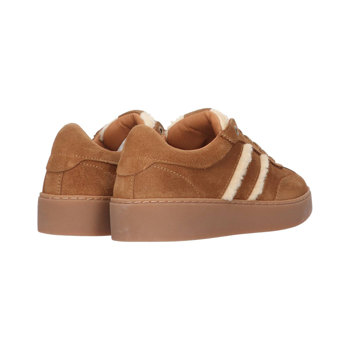 Tango Cognac suède sneaker met teddy-details