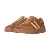 Tango Cognac suède sneaker met teddy-details