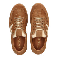 Tango Cognac suède sneaker met teddy-details