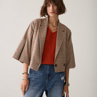 Summum korte blazer met ruitdessin