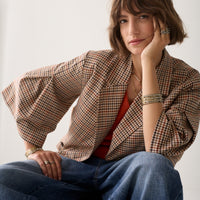 Summum korte blazer met ruitdessin