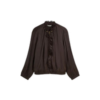 Summum Blouse met Ruches – Donkerbruin