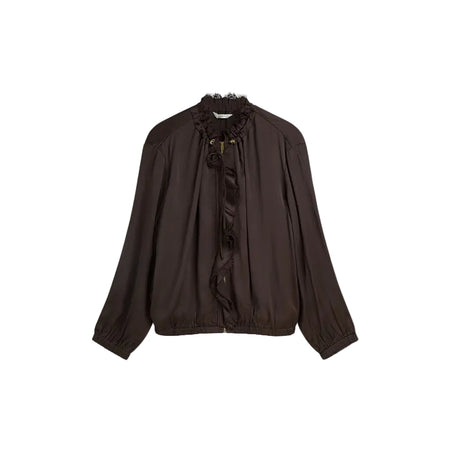 Summum Blouse met Ruches – Donkerbruin