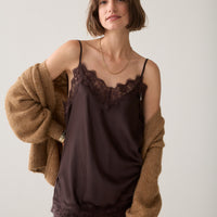 Summum Top met Kant – Donkerbruin