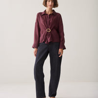 Summum bordeaux blouse met gesp