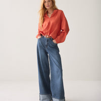 Summum oranje blouse met V-hals