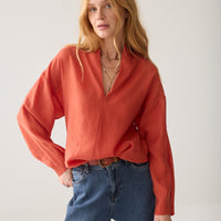 Summum oranje blouse met V-hals