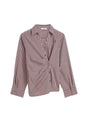 Summum Gestreepte Blouse met Drapering – Bordeaux/Ecru