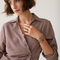 Summum Gestreepte Blouse met Drapering – Bordeaux/Ecru