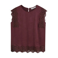 Summum bordeaux top met kant