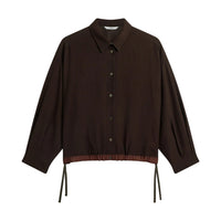 Summum bruine blouse met strikdetail