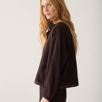 Summum bruine blouse met strikdetail