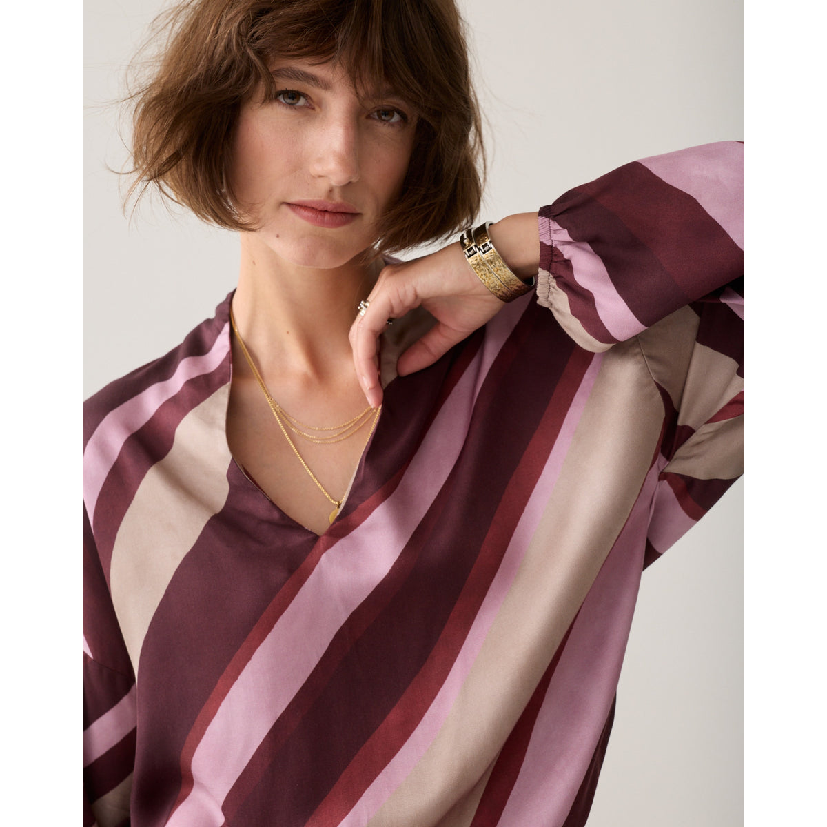 Summum Blouse met Diagonale Strepen