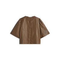 Summum leren blouse met korte mouwen