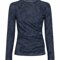 MSCH Copenhagen blauwe mesh top met bloemenprint