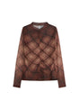 Summum Mesh  Top met ruitjes– Bruin