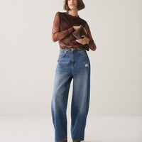 Summum Mesh  Top met ruitjes– Bruin