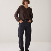 Summum Blouse met Kant – Donkerbruin