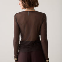 Summum Mesh Top – Donkerbruin