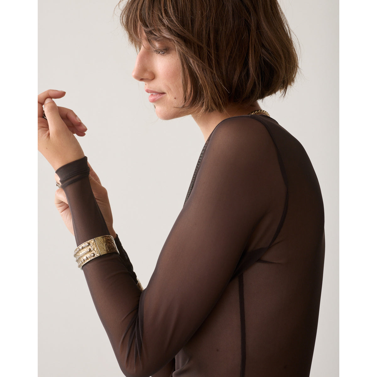 Summum Mesh Top – Donkerbruin