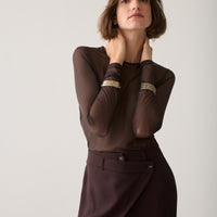Summum Mesh Top – Donkerbruin