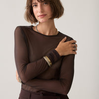 Summum Mesh Top – Donkerbruin