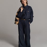 Summum  denim pantalon met strikceintuur