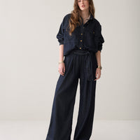 Summum  denim pantalon met strikceintuur