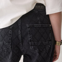 Summum zwarte  denim broek met ruit