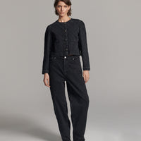 Summum zwarte  denim broek met ruit