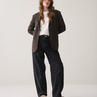Summum zwarte  denim broek met ruit