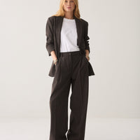 Summum Wide Leg Pantalon met Krijtstreep – Donkerblauw
