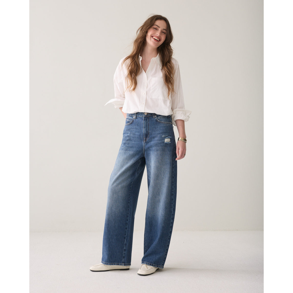 Summum middenblauwe  wijde jeans