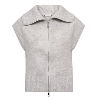 Co'Couture Gebreide Gilet met Rits – Lichtgrijs
