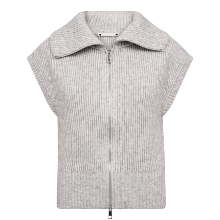 Co'Couture Gebreide Gilet met Rits – Lichtgrijs