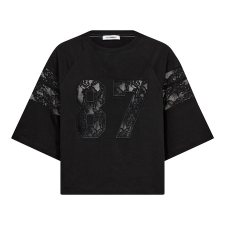 Co'Couture T-shirt met Kant – Zwart