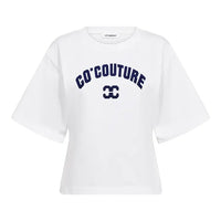 Co’Couture Wit T-shirt met donkerblauw Logo
