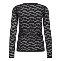 Co´ Couture donkerblauwe mesh top met dessin