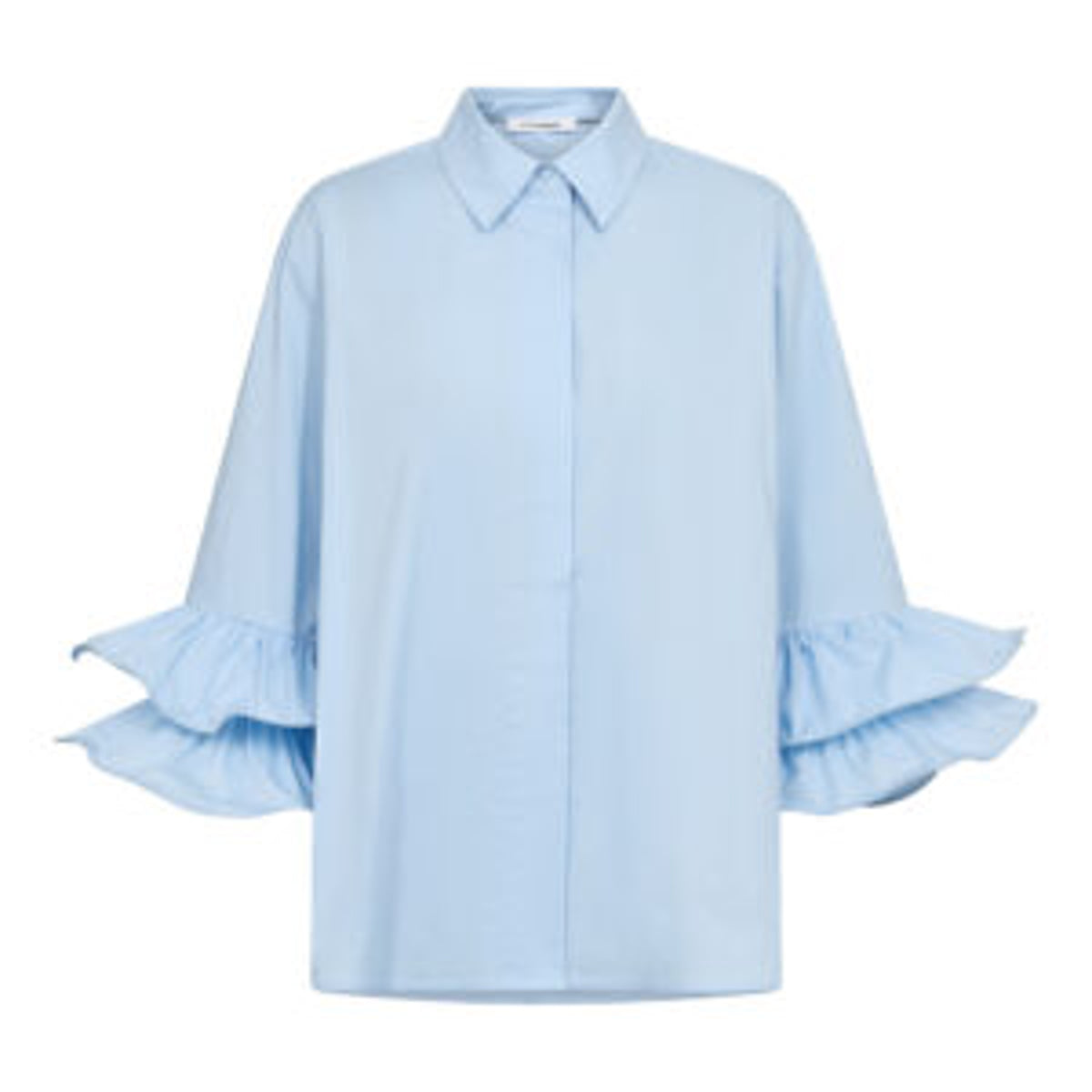 Co'Couture – Lichtblauwe blouse met ruches