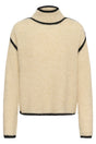 Culture beige trui met col en zwarte randen