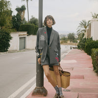 Culture blazer met borduursels