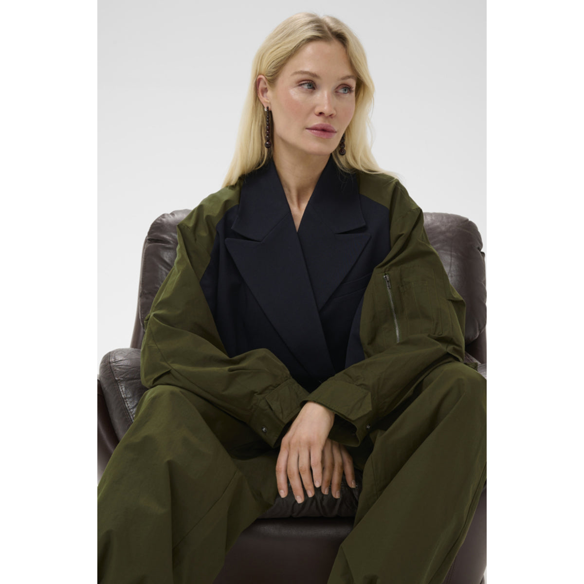 Culture oversize groen/blauwe  blazer