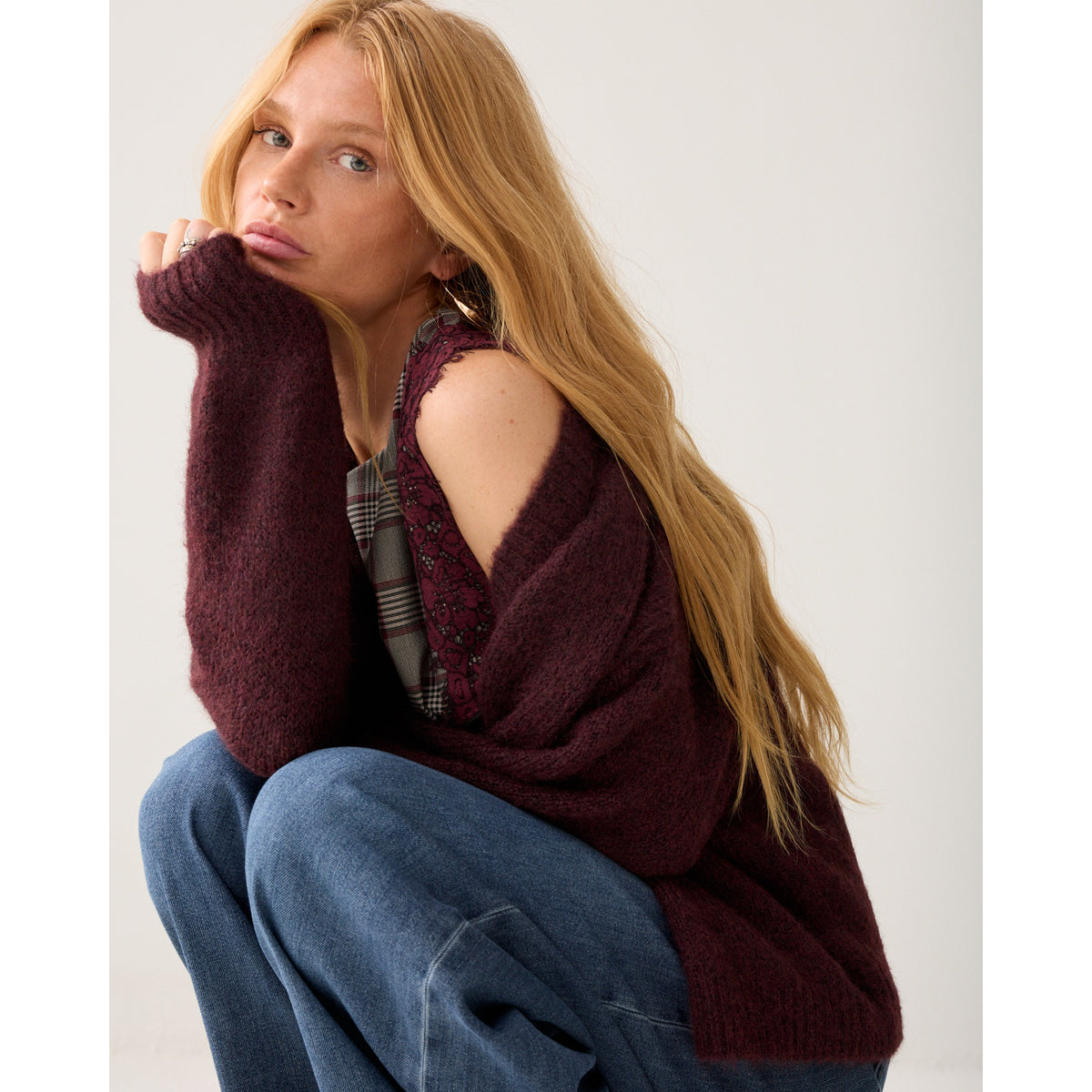 Summum bordeaux wollen vest
