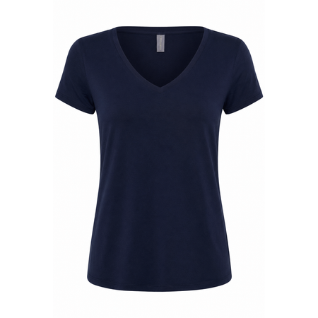 Culture T-shirt met V-hals – Donkerblauw