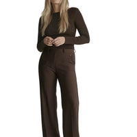 Para Mi Mira Pantalon – Wide Leg- Deep brown