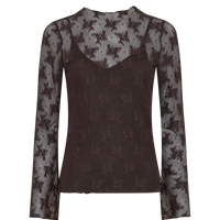 MSCH Copenhagen bruine bloemen mesh top met ondertop