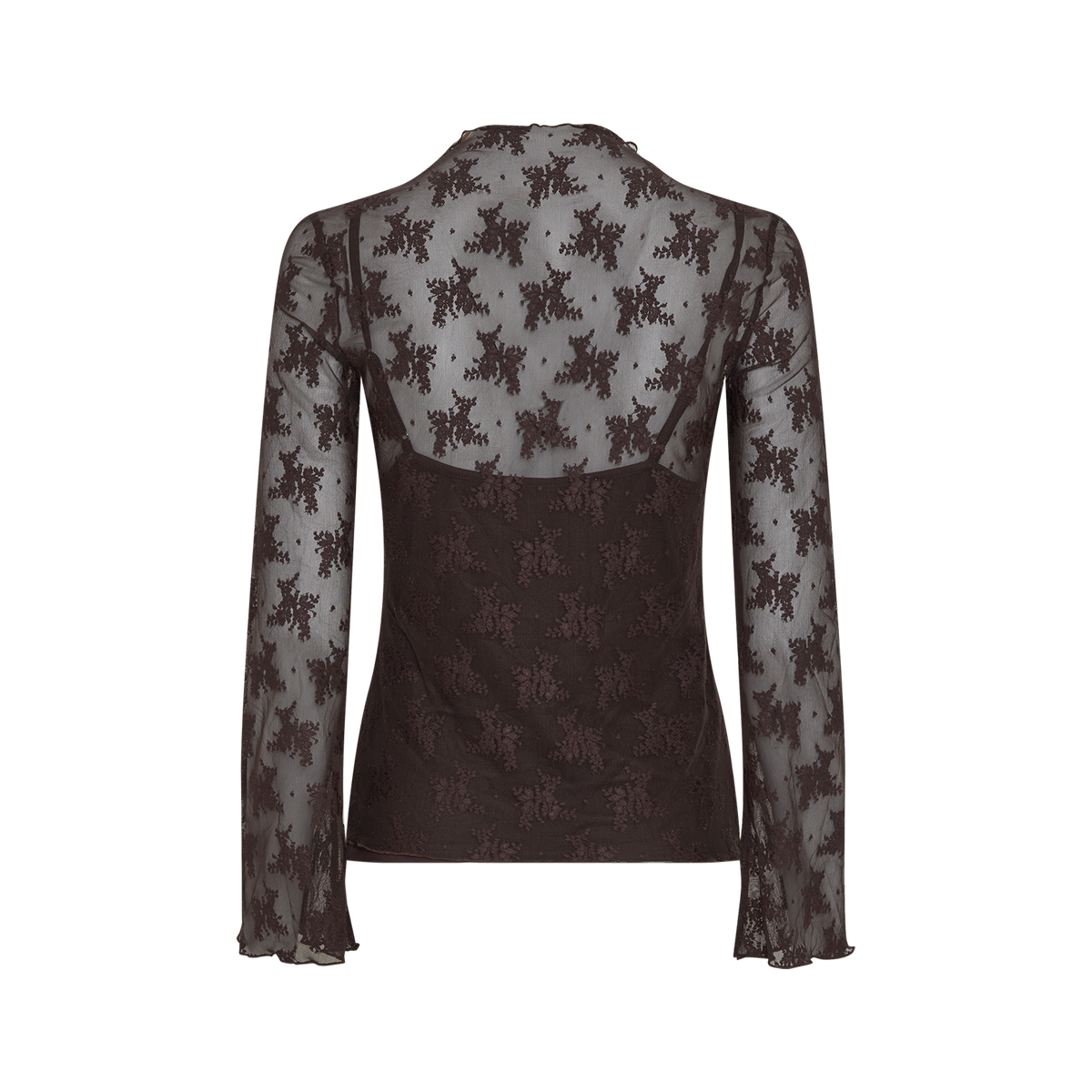 MSCH Copenhagen bruine bloemen mesh top met ondertop