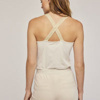 Summum wolwitte top met glitterkruisband