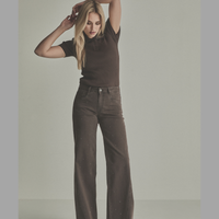 Para Mi bruine broek met subtiele sparkle steentjes