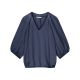 Summum spijkerblauwe glanzende blouse met v-hals